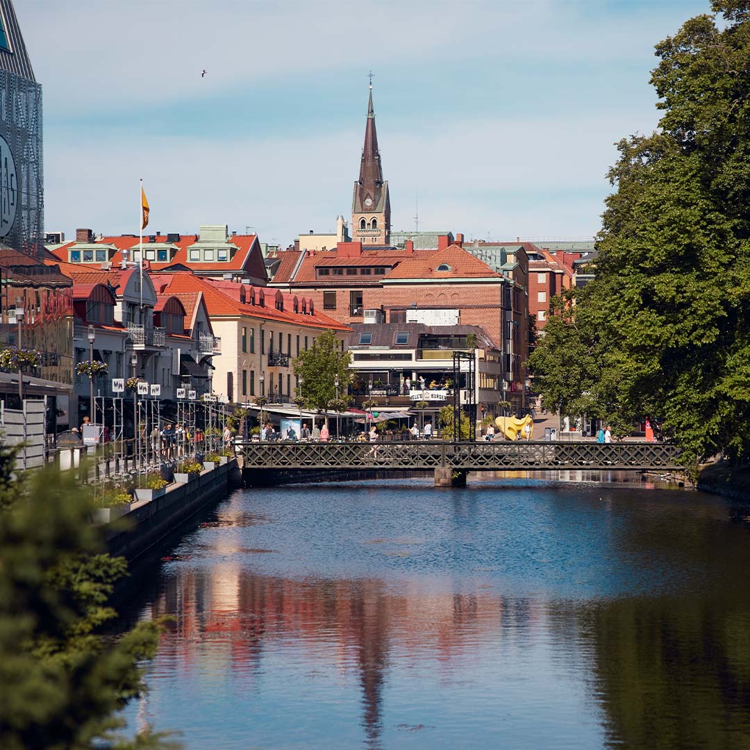 En stadsvy över centrala Borås