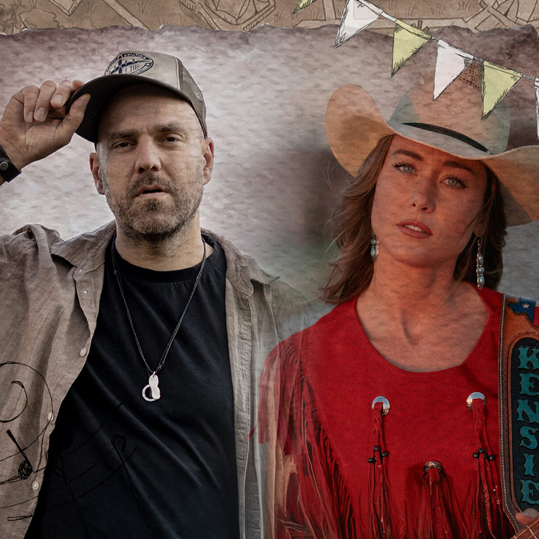två artister en man och en kvinna som bär en cowboyhatt